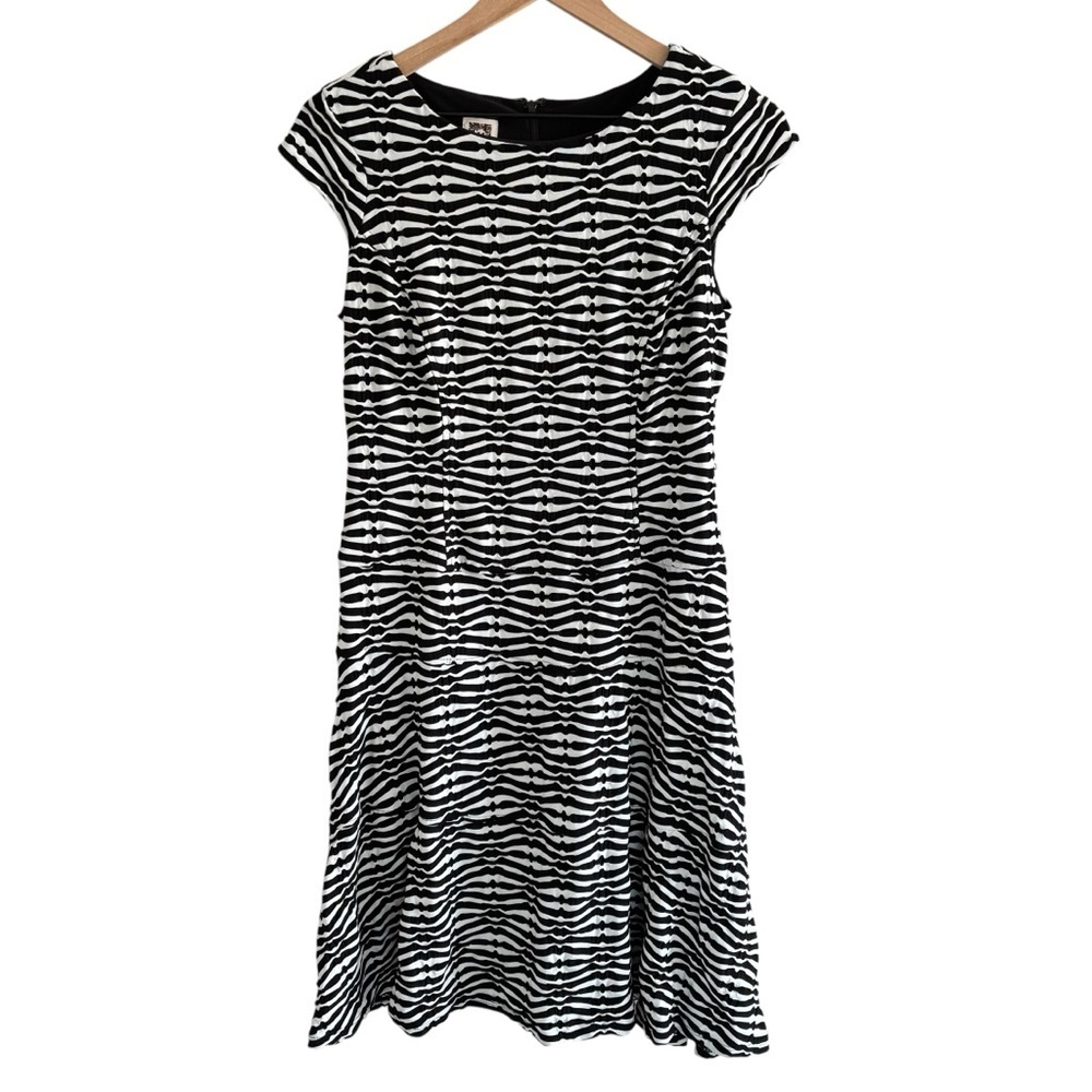 Anne Klein Tiered Midi Dress Cap Sleeves Size 6 Office Workwear Dressy Stretch